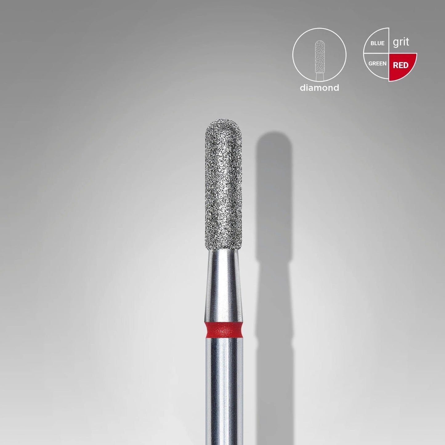 Diamond nail drill bit rounded cylinder red EXPERT head diameter 2,3 mm / working part 6,5 mm