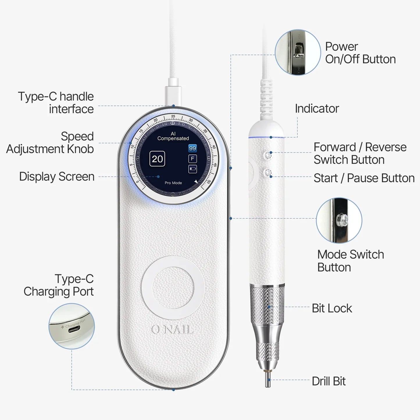 O NAIL AI UV Nail Lamp White