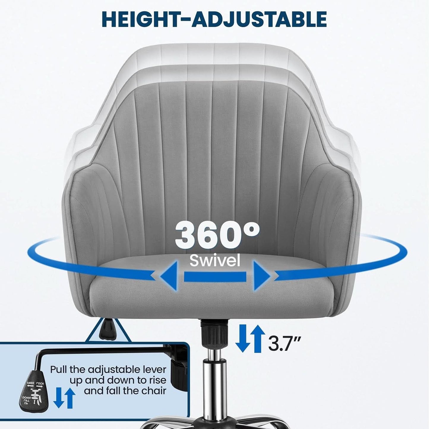 Velvet Desk Chair Height Adjustable Swivel Office Chair