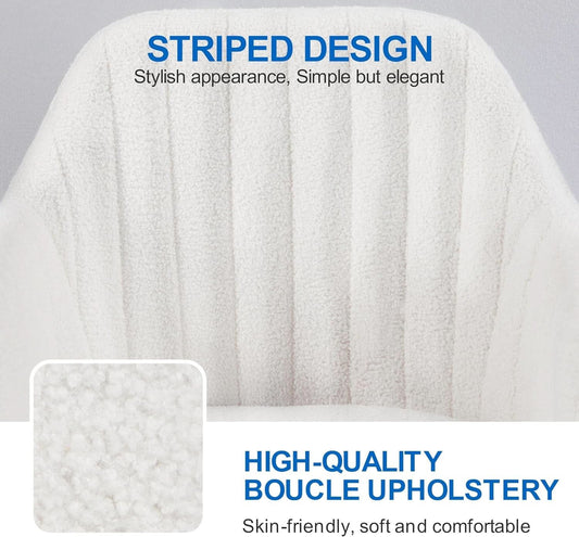 Ivory Boucle Vanity Chair Height Adjustable Makeup Desk Chair
